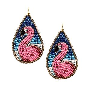 Tropical pink bird seed beaded earrings